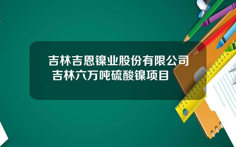 吉林吉恩镍业股份有限公司 吉林六万吨硫酸镍项目